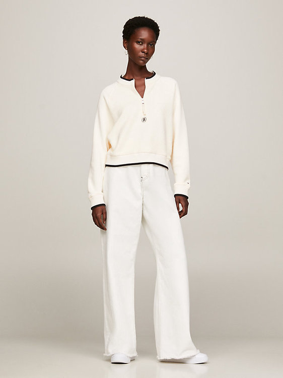 Monogram Textured mikina – Tommy Hilfiger, Krémová barva Ženy