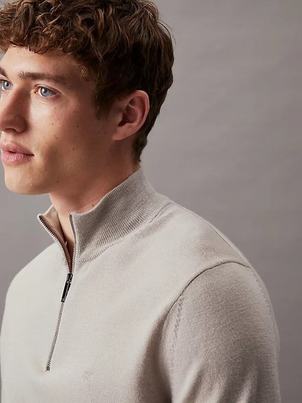 Módní Merino svetr, Béžová, Šedá barva, 2024