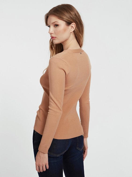 Módní Kara svetr, Béžová barva, 2021, 2020