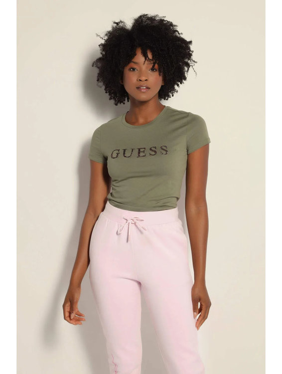 Kimetz triko – Guess, Khaki, Zelená barva Ženy