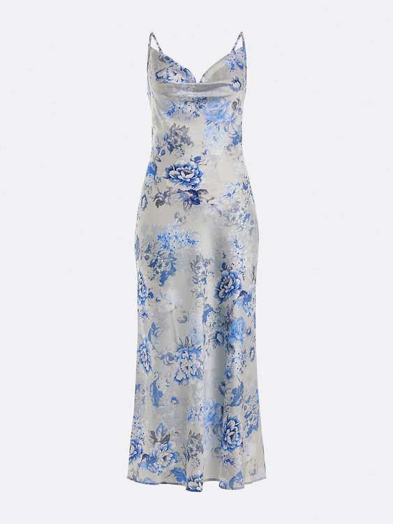 Luxusní Akilina šaty, Bílá, Modrá barva, XS, S, M, L, XL