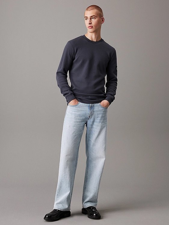 Luxusní Badge Waffle triko, Šedá barva, XS, S, M, L, XL, XXL