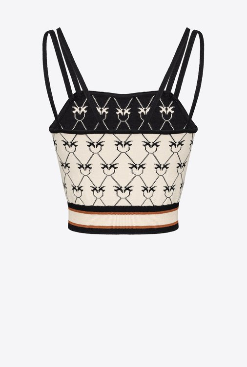 Carrara top – Pinko, Béžová, Bílá barva Ženy