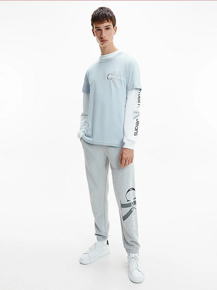 Módní Monogram tepláky, Šedá barva, 2022