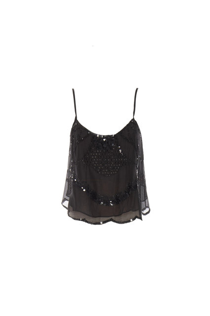 Módní Festone top, Černá barva, 2022