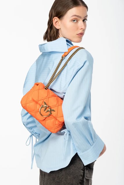 Módní Love Mini Puff kabelka, Oranžová barva, 2023