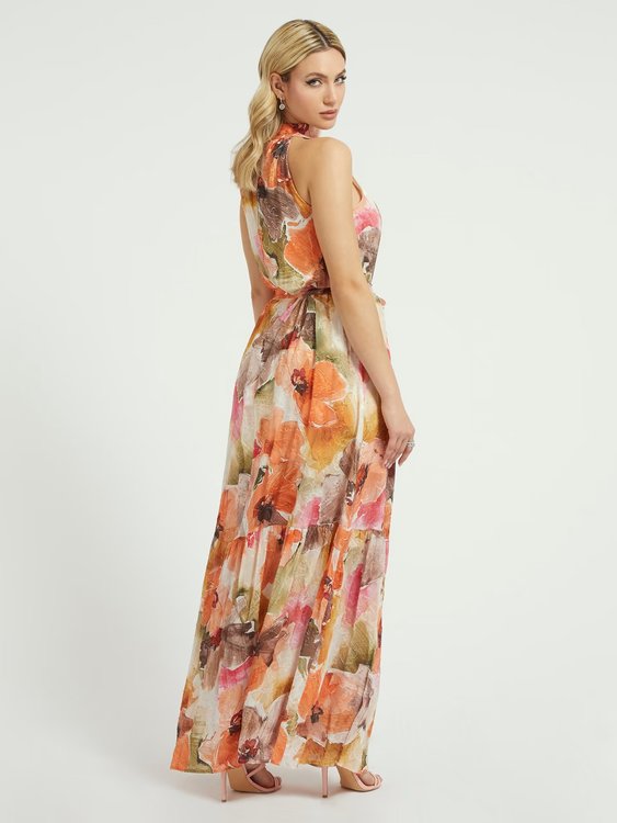 Katia šaty – GUESS, Multi, Oranžová barva Ženy