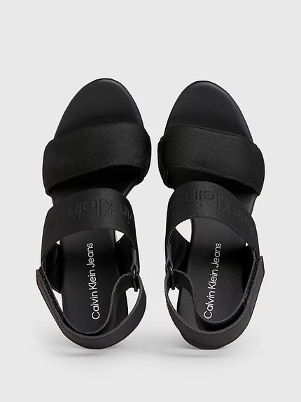 Módní Wedge sandály, Černá barva, 2024