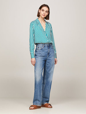 Fluid Stripe košile – Tommy Hilfiger, Bílá, Zelená barva Ženy