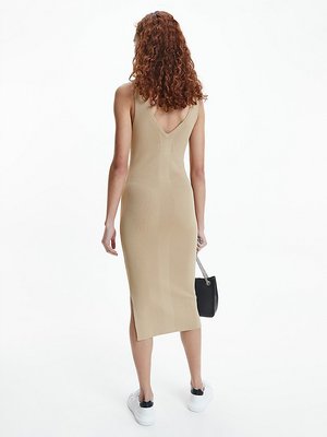 Badge šaty – Calvin Klein Jeans, Béžová barva Ženy