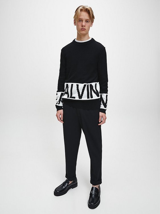 Logo Svetr – Calvin Klein Jeans, Bílá, Černá barva Muži, Muži