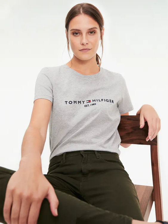 Módní TH Logo Essential triko, Šedá barva, 2020