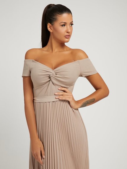 Módní Erynn šaty, Béžová barva, 2023