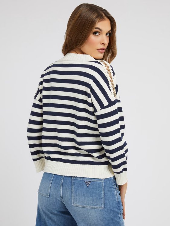 Clea svetr – GUESS, Bílá, Navy barva Ženy