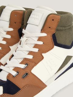 Luxusní TH Basket kotníková obuv, Bílá, Hnědá, Zelená barva, 44