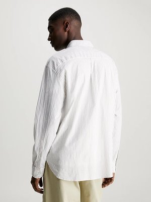 Slub Stretch Stripe košile – Calvin Klein, Bílá barva Muži