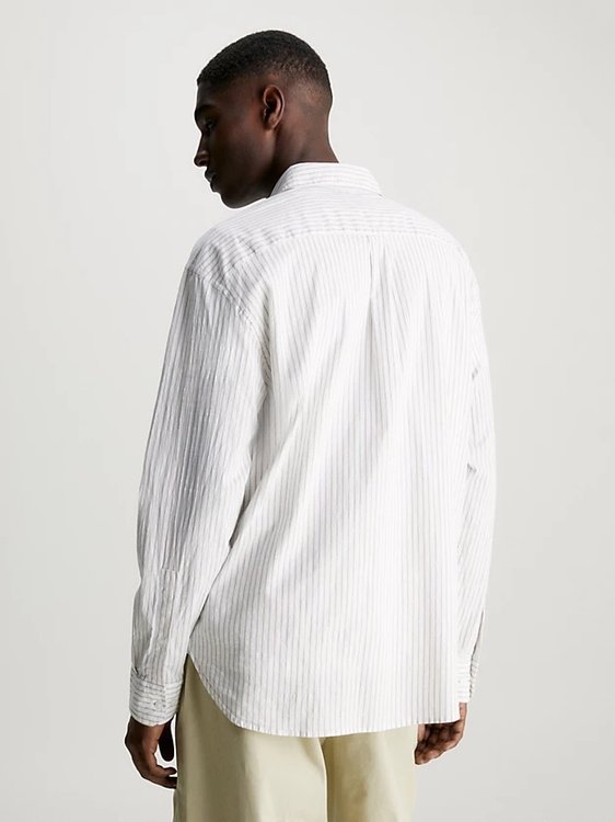 Slub Stretch Stripe košile – Calvin Klein, Bílá barva Muži