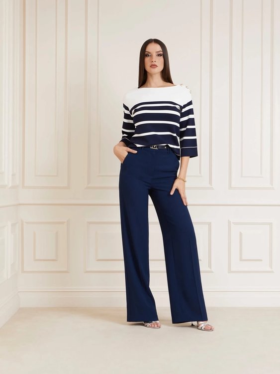 Luxusní Febe Sweater Striped svetr, Bílá, Modrá barva, XS, M, L