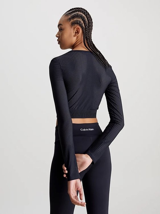 Long Sleeve Cropped Gym triko – Calvin Klein Performance, Černá barva Ženy