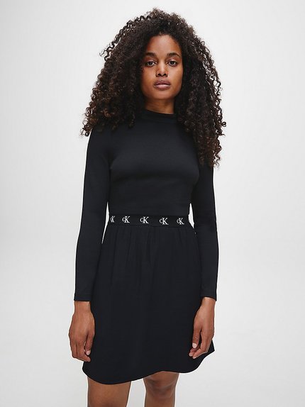 Módní Logo šaty, Černá barva, 2021, 2020
