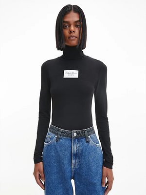 Calvin Klein Jeans – Box Logo triko, Černá barva
