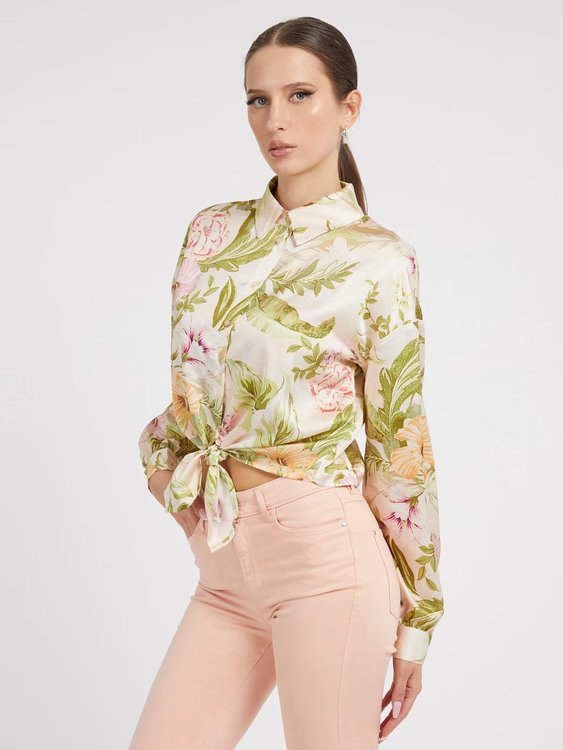 GUESS – Cindy košile, Béžová, Zelená barva