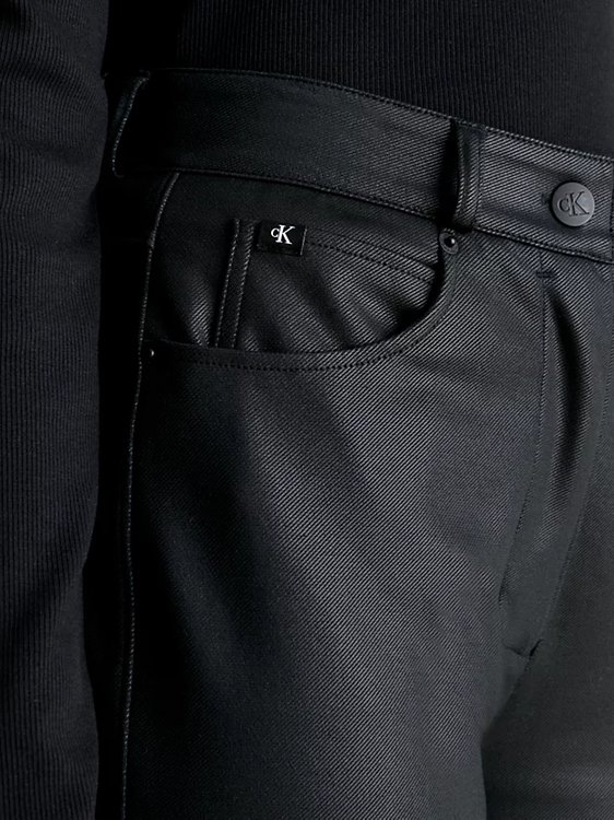 Luxusní Coated Milano kalhoty, Černá barva, XS, S, M, L