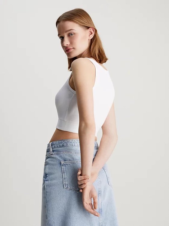 Woven Label Rib top – Calvin Klein Jeans, Bílá barva Ženy