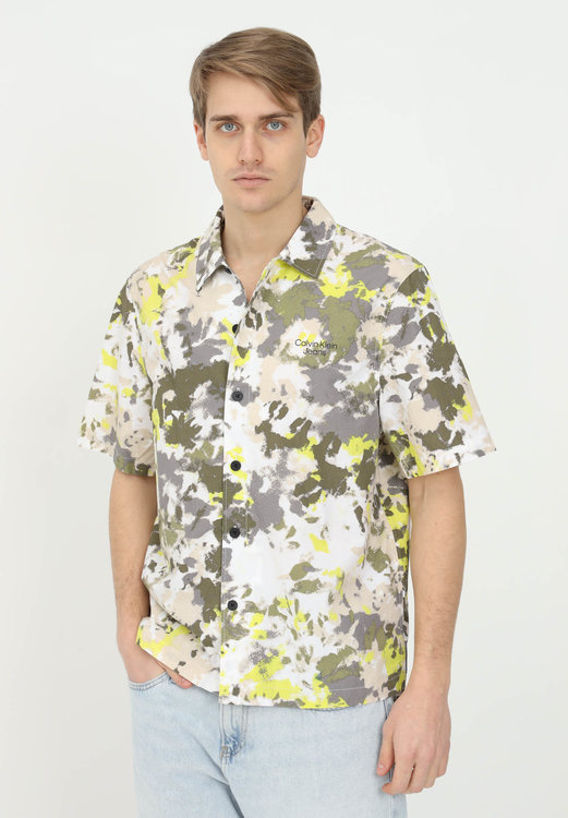 Calvin Klein Jeans – Aop košile, Khaki, Multi, Šedá barva