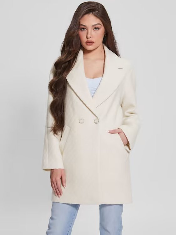 GUESS – Ginny kabát, Krémová barva