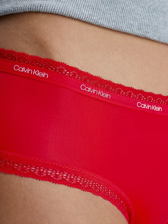 Luxusní Lace Edge hipstery, Červená barva, S, L