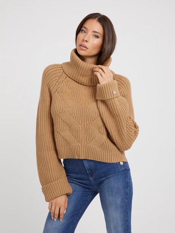 GUESS – Lois svetr, Hnědá barva