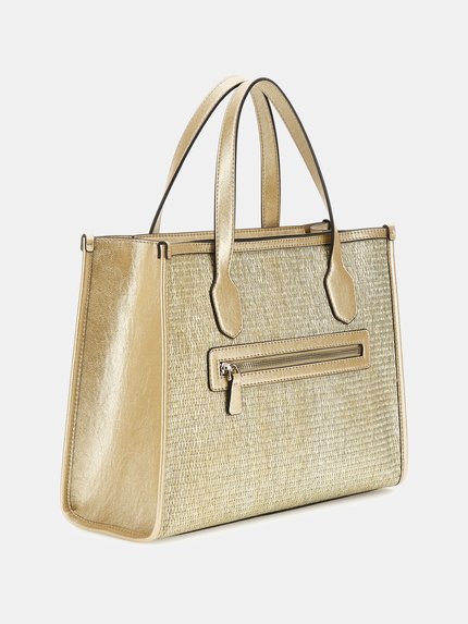 Módní Silvana 2 Compartment velká kabelka, Zlatá barva, 2024
