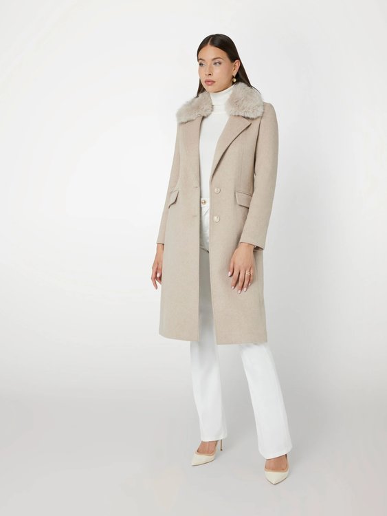 Nancy Fit kabát – GUESS, Béžová barva Ženy