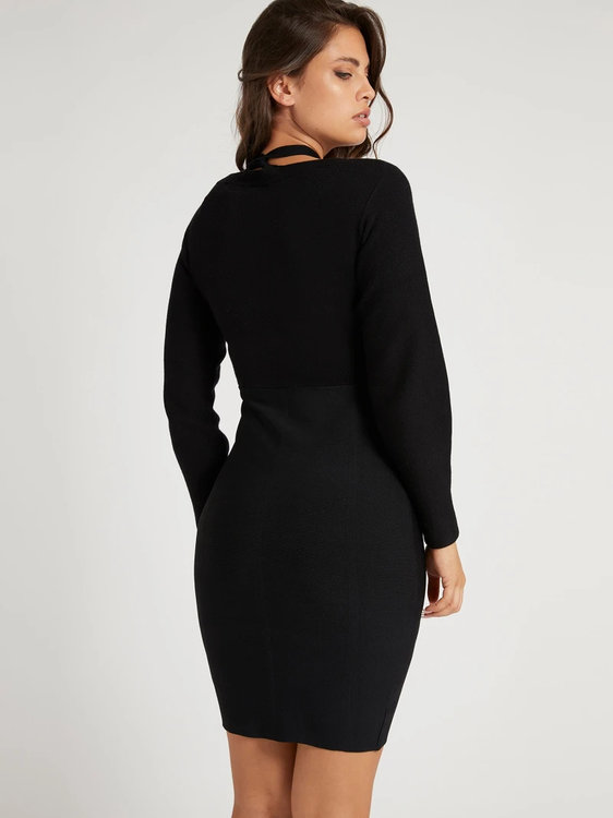 Luxusní Rib šaty, Černá barva, XS, S