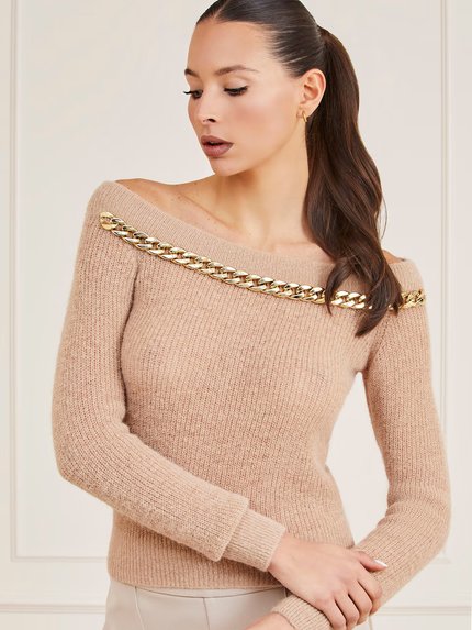 Módní Nuvola Chain svetr, Béžová barva, 2023