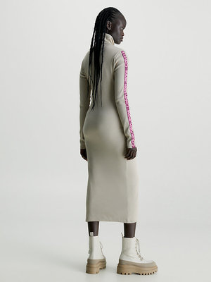 Logo Elastic Rib šaty – Calvin Klein Jeans, Krémová barva Ženy