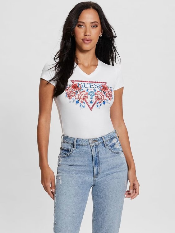 Roses Triangle triko – GUESS, Bílá barva Ženy