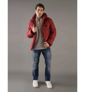 Luxusní Hooded Quilt bunda, Červená barva, M, XL