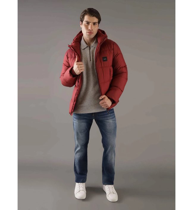 Luxusní Hooded Quilt bunda, Červená barva, M, XL