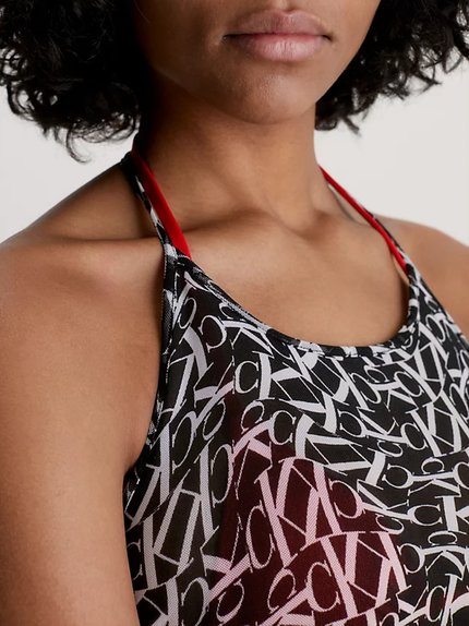 Módní CK Monogram šaty, Černá barva, 2023