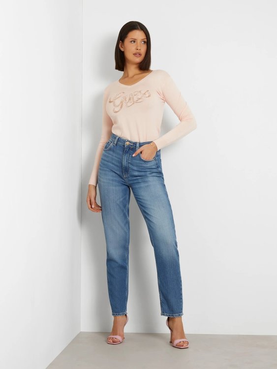 Módní Myla Logo svetr, Růžová barva, 2024