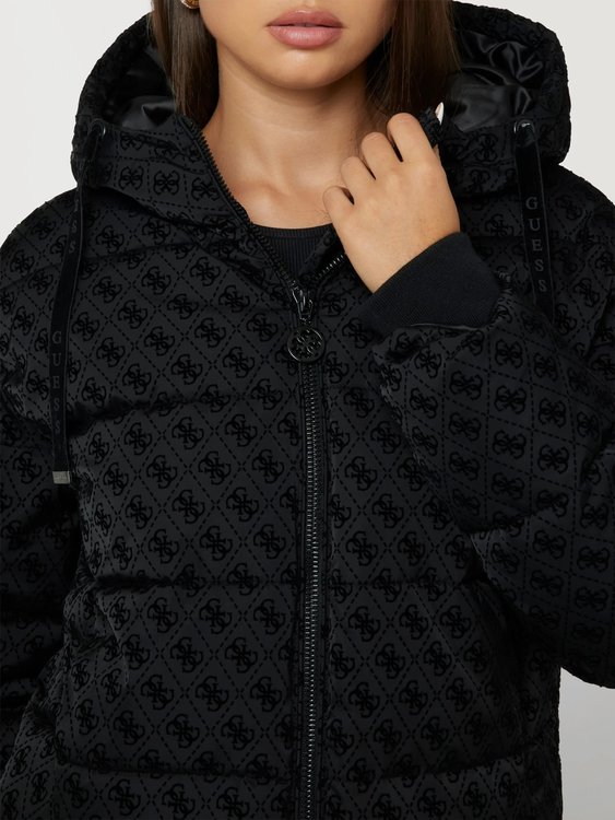 Luxusní Daisy Puffer Logo bunda, Černá barva, S, M, L