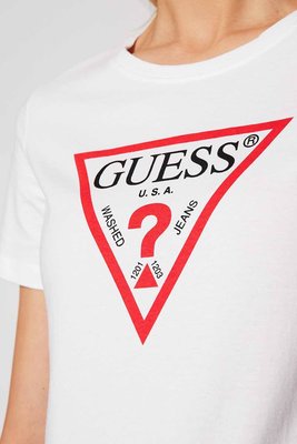 Triangle Logo triko – Guess, Bílá barva Ženy