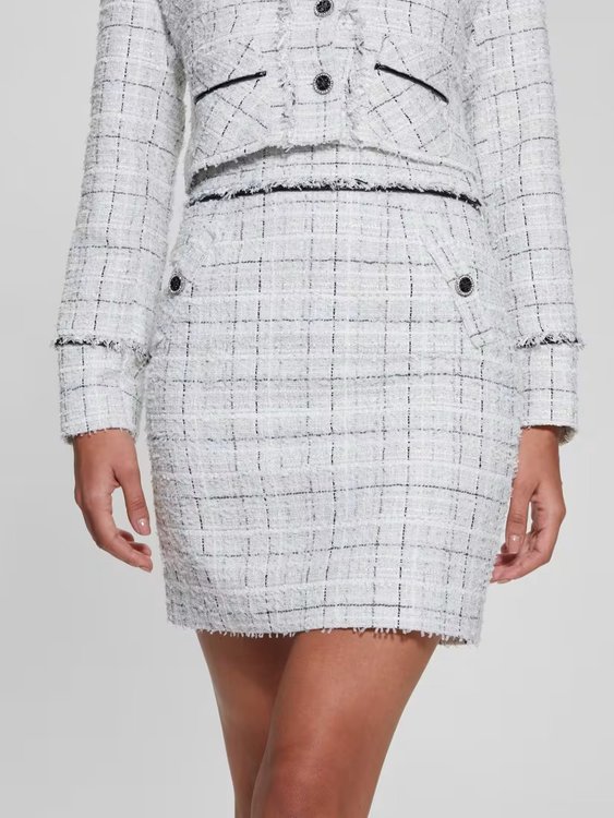 GUESS – Sofia mini sukně, Bílá, Multi barva