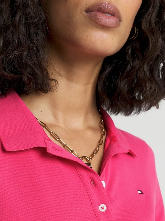 Luxusní 1985 Slim Pique Polo triko, Růžová barva, XS, S, L