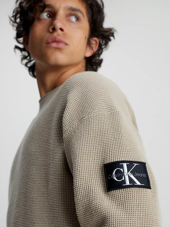 Luxusní Badge svetr, Béžová, Krémová barva, M, L