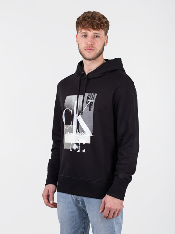 Calvin Klein Jeans – Connected layer mikina, Černá barva