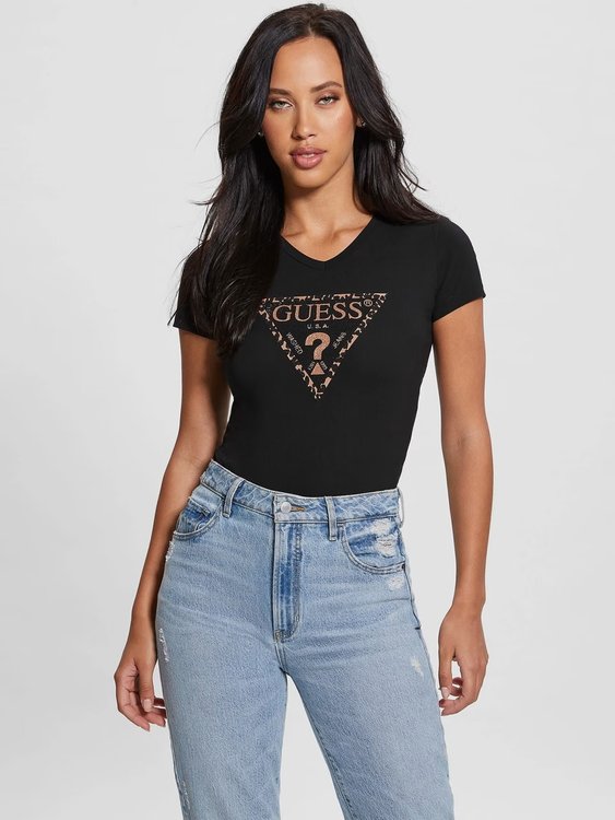 GUESS – Leo Triangle triko, Černá barva
