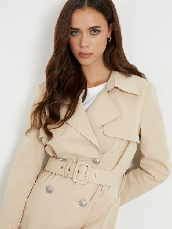 GUESS, Béžová, Krémová barva Asia Trench kabát